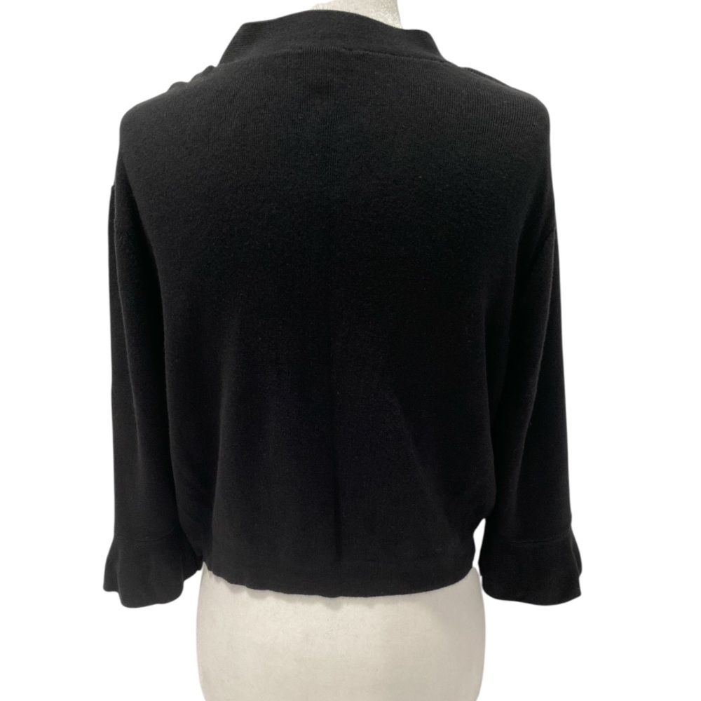 Talbots Solid Black Cotton Blend Open Front Cropp… - image 4